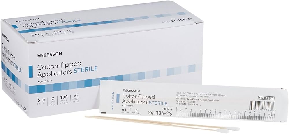Swabstick McKesson Cotton Tip Wood Shaft 6 Inch NonSterile 100 per Pack