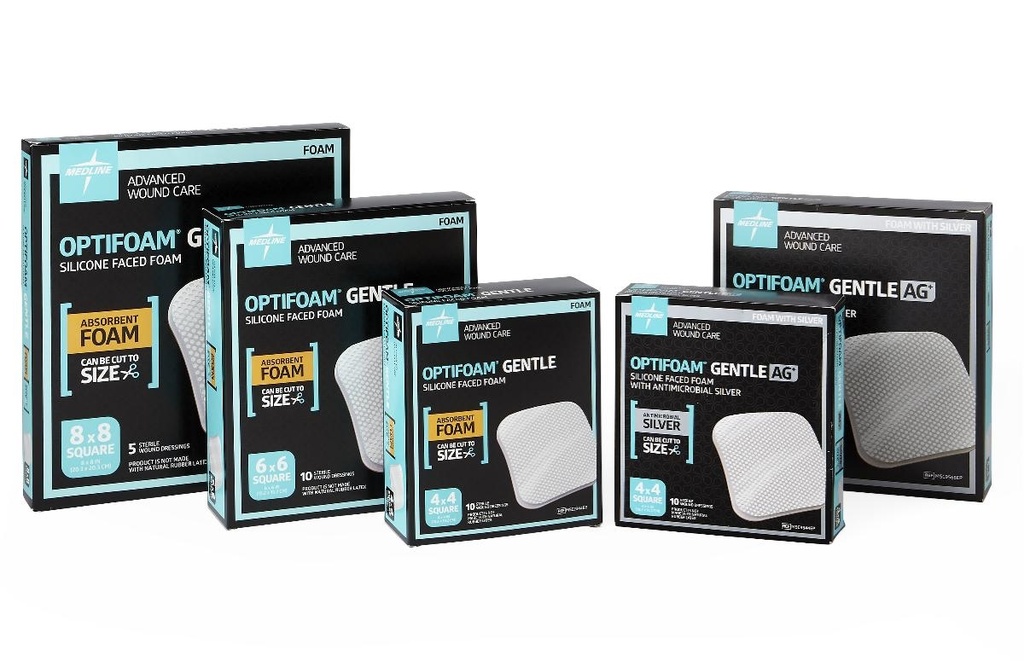 Foam Dressing Optifoam® Gentle 4 X 4 Inch Without Border Waterproof Backing Silicone Face Square Sterile