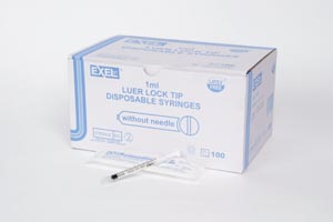 Tuberculin Syringe Exel™ 1 mL Individual Pack Luer Lock Tip Without Safety