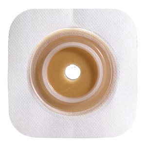 Ostomy Barrier Sur-Fit Natura® Trim to Fit, Standard Wear Stomahesive® Tan Tape 32 mm Flange Sur-Fit Natura® System Hydrocolloid Up to 1/2 to 3/4 Inch Opening 5 X 5 Inch