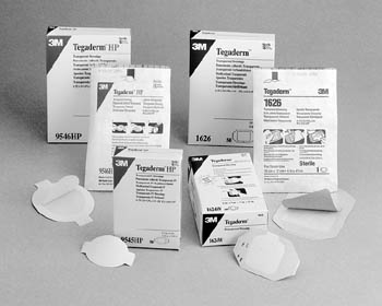 Transparent Film Dressing 3M™ Tegaderm™ Rectangle 4 X 4-3/4 Inch Frame Style Delivery With Label Sterile