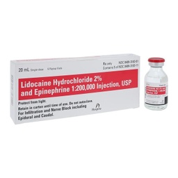 [HOS-00409318301] Lidocaine HCl / Epinephrine 2% - 1:200,000 Injection Single Dose Vial 20 mL