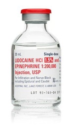 [HOS-00409318101] Lidocaine HCl / Epinephrine 1.5% - 1:200,000 Injection Single Dose Vial 30 mL
