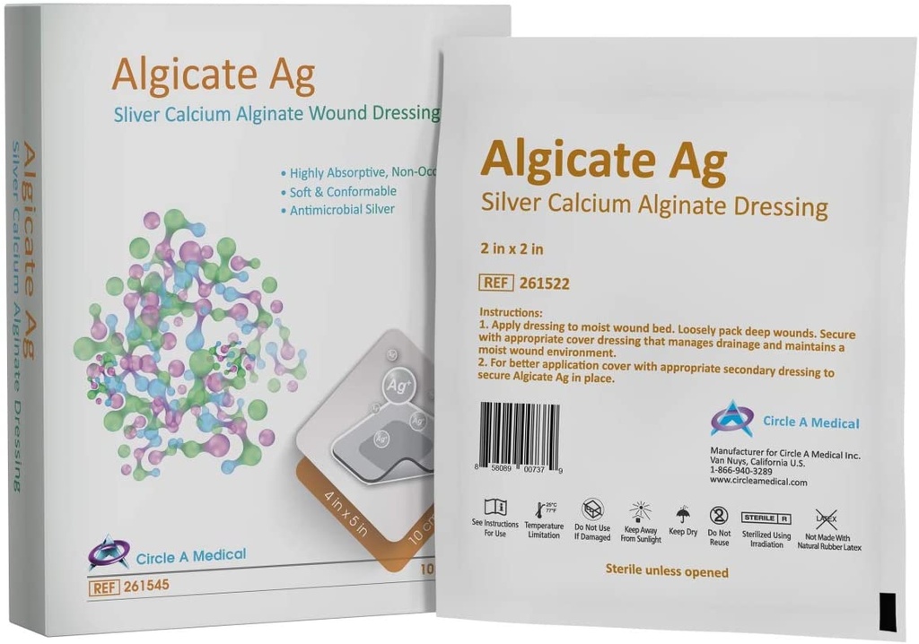 Silver Calcium Alginate Dressing, 4" x 5", Sterile 1s, 10/bx |  CircleAMedical