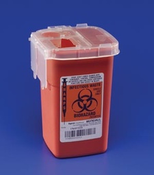[CAR-8900SA] Sharps Container SharpSafety™ 6-1/4 H X 4-1/2 W X 4-1/4 D Inch 1 Quart Red Base / Translucent Lid Vertical Entry 2 Hinged Snap On Lid