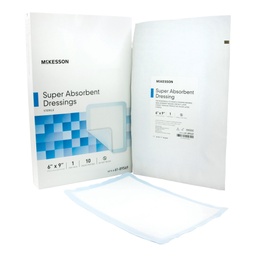 [MCK-61-89545] Super Absorbent Dressing McKesson Polyethylene / NonWoven Polypropylene / Cellulose / Superabsorber 4 X 5 Inch Sterile