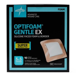 [MDL-MSCEX55EP] Silicone Foam Dressing Optifoam® Gentle EX 5 X 5 Inch Square Silicone Adhesive with Border Sterile