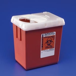 [CAR-1522SA] Sharps Container AutoDrop™ 7-1/4 H X 6-1/2 W X 4-1/2 D Inch 2.2 Quart Red Base / White Lid Vertical Entry Rotating Lid