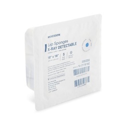 [MCK-16-2118182] Surgical Laparotomy Sponge McKesson X-Ray Detectable Cotton 18 X 18 Inch 5 Count Hard Pack Sterile