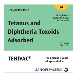 [SNP-49281021515] Tenivac™ Tetanus and Diphtheria Toxoids Adsorbed, Preservative Free 5 Lf - 2 Lf / 0.5 mL Injection 0.5 mL