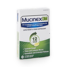 [RBK-63824005632] Cold and Cough Relief Mucinex® DM 600 mg - 30 mg Strength Tablet 20 per Box