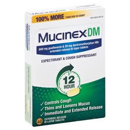 [RBK-63824005634] Cold and Cough Relief Mucinex® DM 600 mg - 30 mg Strength Tablet 40 per Bottle