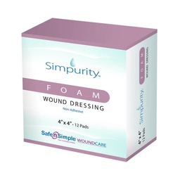 [SNS-SNS51W04] Foam Dressing 4 X 4 Inch Square Non-Adhesive without Border Sterile