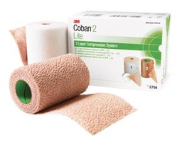 [MMM-2794N] 2 Layer Compression Bandage System 3M™ Coban™2 Lite 4 Inch X 2-9/10 Yard / 4 Inch X 5-1/10 Yard 25 to 30 mmHg Self-adherent / Pull On Closure Tan / White NonSterile