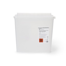 [MCK-2261] Sharps Container McKesson Prevent® 10-3/4 H X 10-1/2 W X 4-3/4 D Inch 1.25 Gallon Translucent Base / White Lid Horizontal Entry Counter Balanced Door Lid
