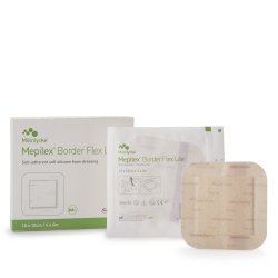 [MOL-581300] Thin Foam Dressing Mepilex® Border Flex Lite 4 X 4 Inch With Border Film Backing Silicone Adhesive Square Sterile