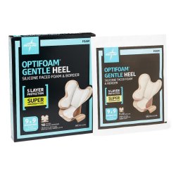 [MDL-MSC1200B] Foam Dressing Optifoam® Gentle Heel 9 X 9 Inch With Border Waterproof Film Backing Silicone Face and Border Heel Sterile