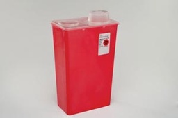[CAR-8881676434] Sharps Container Monoject™ 17-7/10 H X 6-3/4 W X 10-1/2 D Inch 3.5 Gallon Red Base / Translucent Lid Vertical Entry Chimney Top Lid