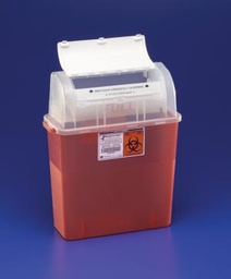 [CAR-31314886] Sharps Container GatorGuard™ In-Room™ 20-1/2 H X 14 W X 6 D Inch 3 Gallon Translucent Red Base / Clear Lid Horizontal Entry Counter Balanced Door Lid