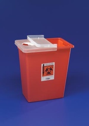 [CAR-8980-] Sharps Container SharpSafety™ 17-1/2 H X 15-1/2 W X 11 D Inch 8 Gallon Red Base / White Lid Vertical Entry Hinged Lid