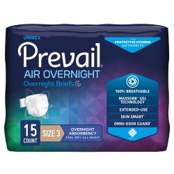 [FIQ-NGX-014] Unisex Adult Incontinence Brief Prevail Air™ Overnight Size 3 Disposable Heavy Absorbency