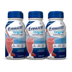 [ABB-57234] Oral Supplement Ensure® Original Shake Strawberry Flavor Ready to Use 8 oz. Bottle