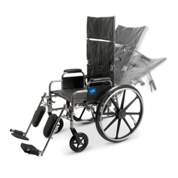 [MDL-MDS808650] Excel Reclining Wheelchair with Removable Desk-Length Arms and Elevating Leg Rests, 350 lb., 22" Width