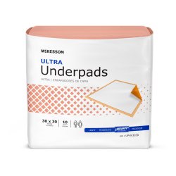 [MCK-UPHV3030] Underpad McKesson Ultra 30 X 30 Inch Disposable Fluff / Polymer Heavy Absorbency