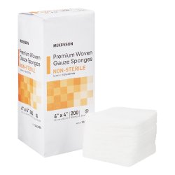 [MCK-12442000] Gauze Sponge McKesson Woven Cotton 12-Ply 4 X 4 Inch Square NonSterile