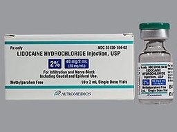 [EUG-55150016402] Lidocaine HCl, Preservative Free 2%, 20 mg / mL Injection 2 mL
