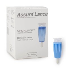 [ARK-980128] Safety Lancet Assure® 28 Gauge Protective Safety Cap Push Button Activation Finger