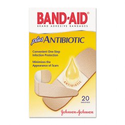 [JJC-38137005570] Adhesive Strip Band-Aid® Plus Antibiotic Assorted Sizes Plastic Rectangle Tan Sterile