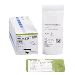 [MCK-S699GX] Suture with Needle McKesson Nonabsorbable Uncoated Black Suture Monofilament Nylon Size 4 - 0 18 Inch Suture 1-Needle 13 mm Length 3/8 Circle Reverse Cutting Needle