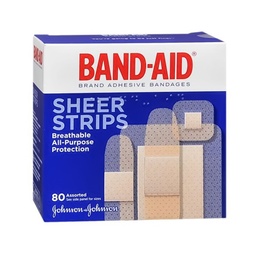 [ETH-08137004669] Adhesive Strip Band-Aid® Plastic Sheer 2-1/4 X 3 Inch / 3/4 X 3 Inch / 5/8 X 2-1/4 Inch / 7/8 X 7/8 Inch Sterile