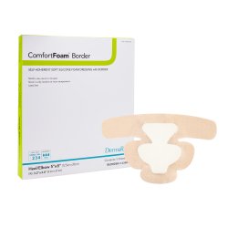[SIN-43580] Foam Dressing ComfortFoam™ Border 5 X 8 Inch With Border Waterproof Backing Silicone Adhesive Elbow / Heel Sterile