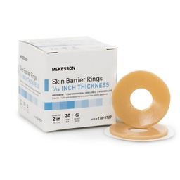 [MCK-176-5727] Skin Barrier Ring McKesson Mold to Fit, Standard Wear Adhesive without Tape Without Flange Universal System Hydrocolloid 2 Inch Diameter X 1/16 Inch Thickness