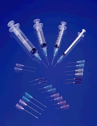 [EXE-26115] Syringe &amp; Needle, Luer Lock, 3cc, Low Dead Space Plunger, 22G x ¾&quot;, 100/bx, 10 bx/cs (36 cs/plt)