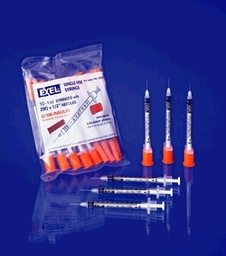 [EXE-26029] Insulin Syringe &amp; Needle, 29G x ½&quot;, 1cc, 10/bg, 10bg/bx, 5bx/cs (24 cs/plt)