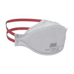 [MMM-1870+] Particulate Respirator / Surgical Mask 3M™ Aura™ Medical N95 Flat Fold Elastic Strap One Size Fits Most White NonSterile ASTM F1862 Adult